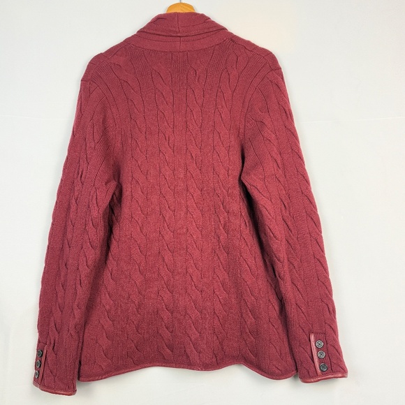 Talbots Women Cable Knit Sweater Blazer Sz L Burgundy Business Academia Office - Picture 5 of 13